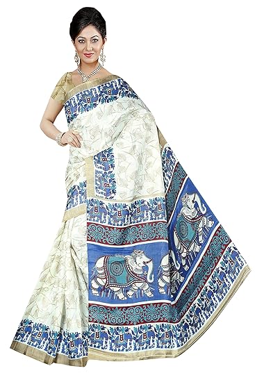Winza Designer Womens Manipuri Cotton Silk Saree with Blouse (MN-11010-ELEPHANT)