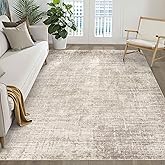 5x7 Area Rugs Living Room: Washable Large Neutral Brown Rug Abstract Soft Modern Stain Resistant Indoor Floor Non-Slip Carpet