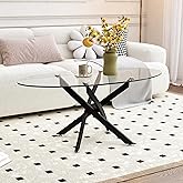 GOLDFAN Oval Coffee Table Modern Living Room Table with Tempered Glass Top and Black Metal Legs Contemporary Stylish Center Table Tea Table for Living Room Office