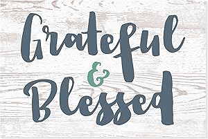 Grateful and Blessed Rustic Wood Wall Sign 8x12