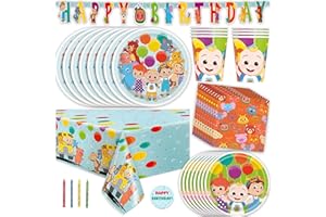 Cocomelon Party Supplies Set | Cocomelon Birthday Party Supplies and Decorations | Serves 16 Guests | With Banner, Table Cove