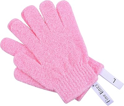 Fine Lines Exfoliating Gloves Pink 19x13.5cm Body Scrub Mitts