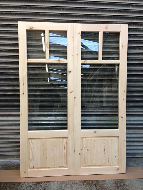 SOFTWOOD EXTERNAL FRENCH DOORS WITH FRAME STYLE 3 (2100MM H X 1400MM W) Amazon.co.uk Garden