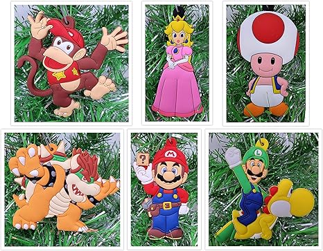 Amazon Co Jp スーパーマリオブラザーズ クリスマスツリーオーナメントセット マリオと友達 ユニークな飛散防止プラスチックデザイン おもちゃ