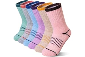 Eocom Kids Merino Wool Hiking Socks Toddlers Boys Girls Thermal Warm Winter Cushion Moisture Wicking Boot Crew Socks 6 Pairs