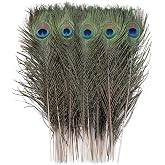 Larryhot Natural Large Peacock Feathers Bulk,40Pcs,18-20Inch | Real Green Peacock Feathers with Big Eyes for DIY Crafts Vase,Halloween,Wedding Home Party Decor and Floral Arrangements
