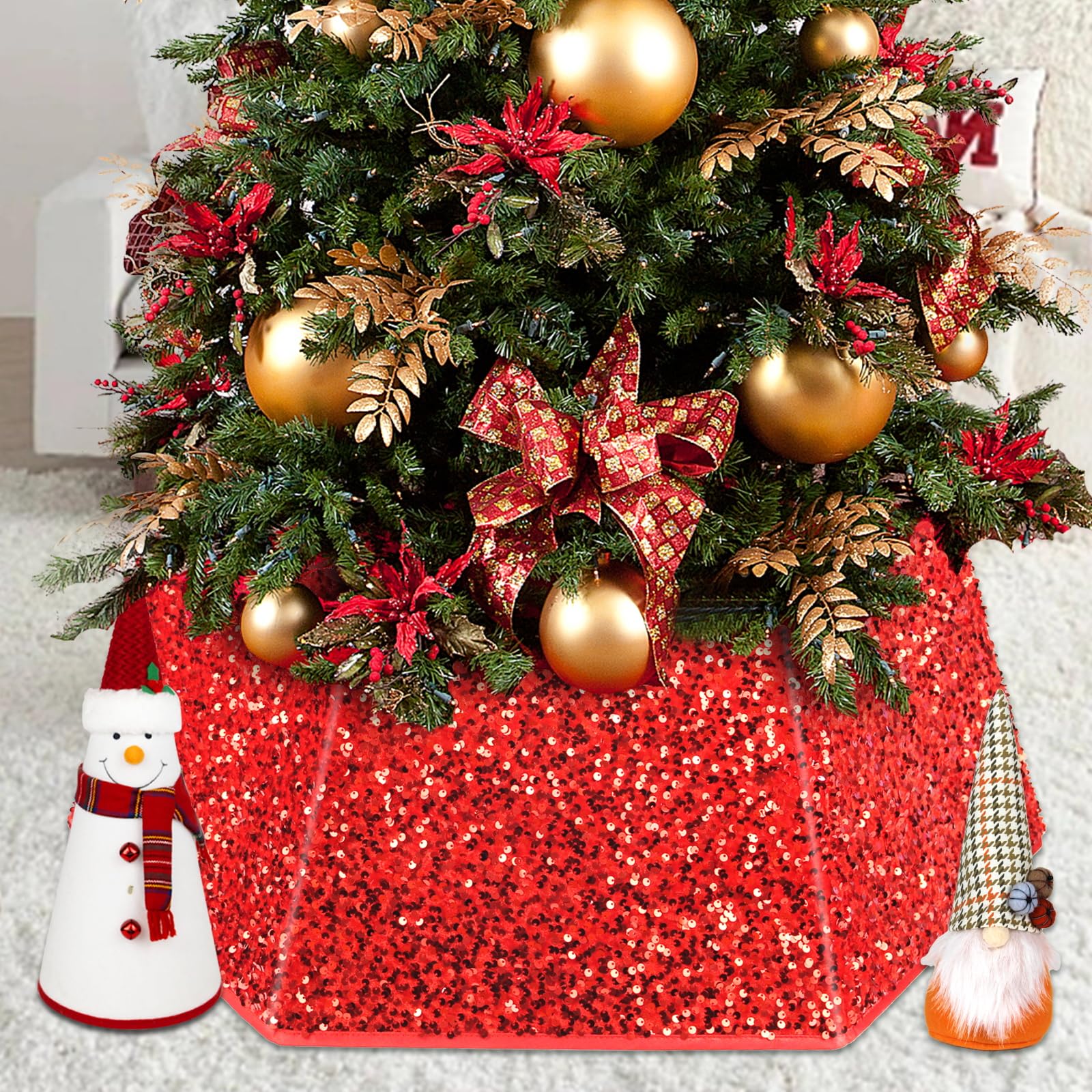 SHENG HONG 26 Inch Christmas Tree Collar Christmas Tree Ring -RED for ...