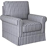 INZOY Swivel Accent Chair Linen Mid Century Modern Chair, Comfy Swivel Barrel Reading Chair, Upholstered Square Chair for Liv