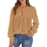 PRETTYGARDEN Women's Lace Long Sleeve Button Down Blouse