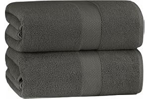 COTTON CRAFT Hotel Spa Luxury Bath Sheet - 2 Pack - Oversized Extra Large 40 x 80 - Heavyweight 700 GSM 2 Ply Ringspun Cotton - Soft Absorbent Everyday Use Home Bath Easy Care Towel Set - Grey