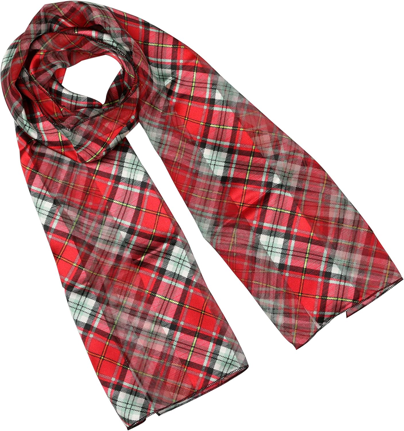 Ladies Womens Stylish Tartan Classic Chiffon Satin Scarves Amazon.co