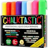Chalktastic CHALK MARKERS & Pens by FANTASTIC ChalkTastic BEST for Kids Art Menu Board Bistro Boards - 8 Glass & Window Markers & Erasable Pens - Reversible 6mm Fine or Chisel Tip - Bright Neon Colored Plus White
