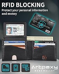 Mens Wallet With AirTag Holder, Bifold Leather RFID