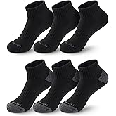 MONFOOT Men's/Women's 6 Pairs Daily Cushion Comfort Fit Performance Quarter Ankle Socks Multipack