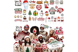 SOUL SHIFT 80 PCS Christmas Photo Booth Props Pre Assembled Funny Photo Props for Parties, Holiday Photobooth & Xmas Photoshoot Decorations Large Christmas Photo Booth Props | Big Pack, Big Fun for All Ages