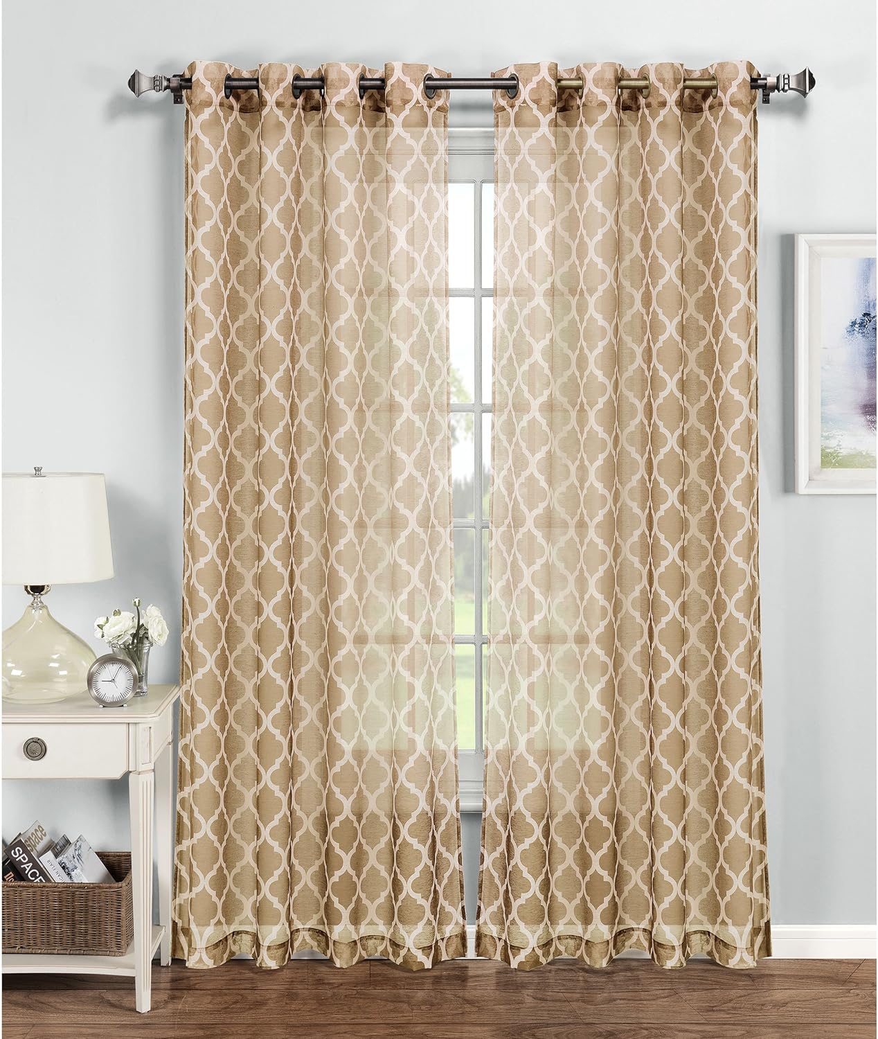 Amazon Com Window Elements Quatrefoil Printed Sheer Extra Wide 54