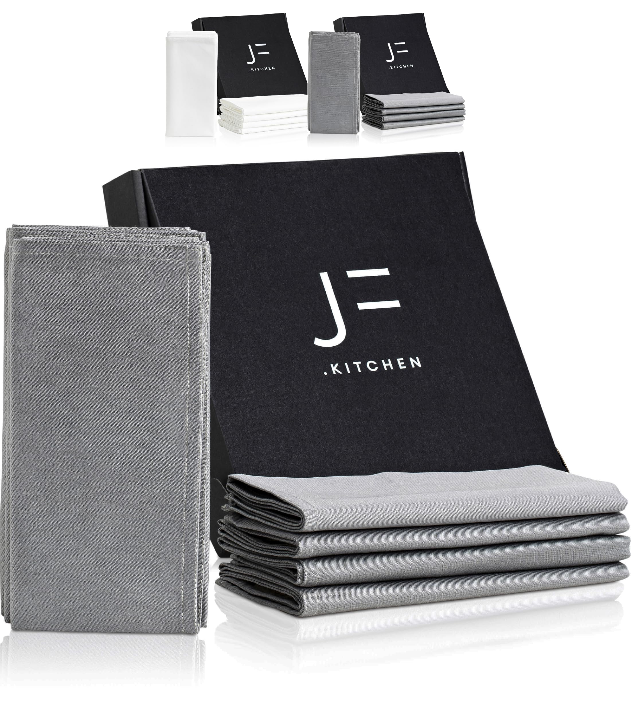 JF.kitchen CO₂ Neutral Cotton Napkins (Set of 12), 40 x 40 cm, Grey