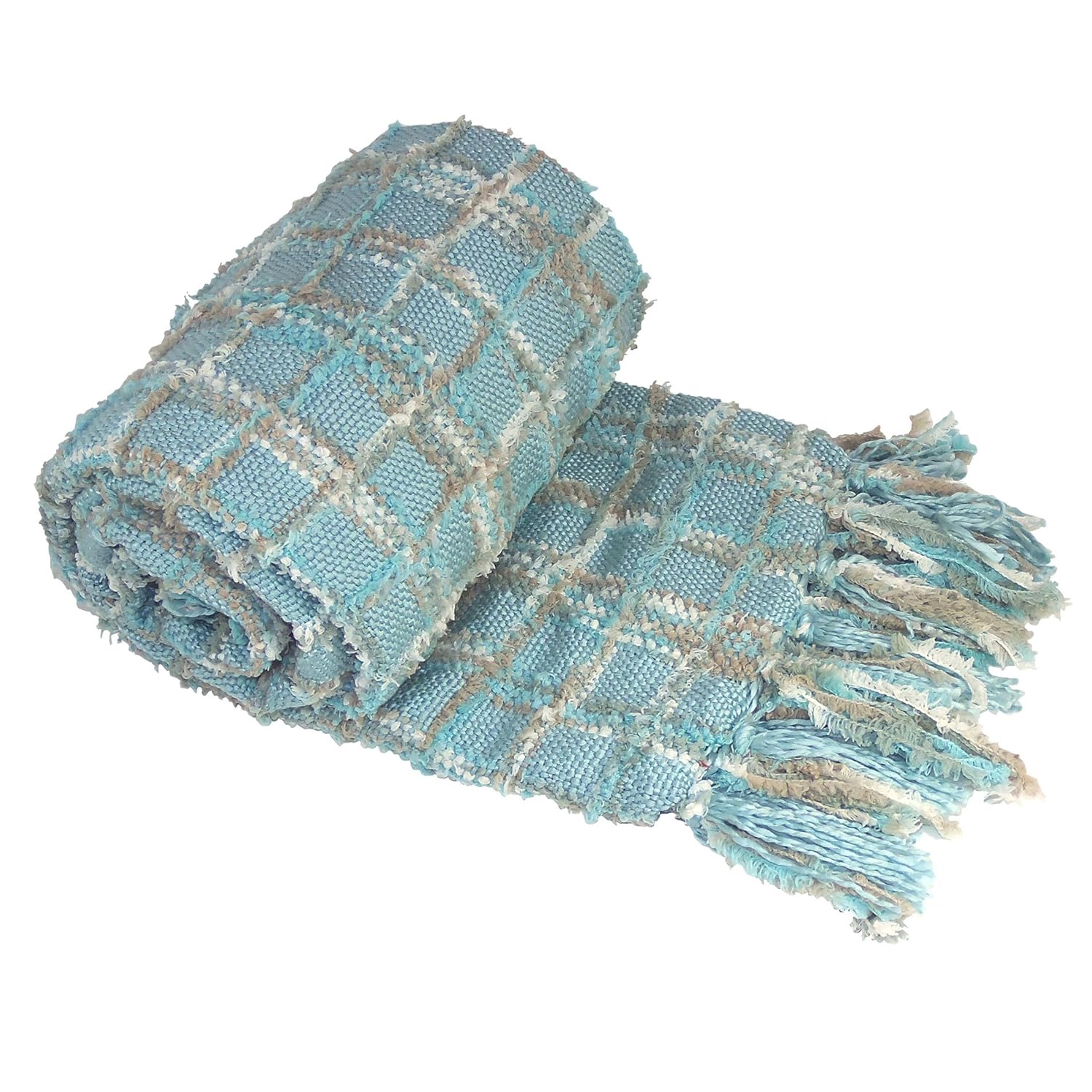 Turquoise Chenille Sofa Throw Blanket