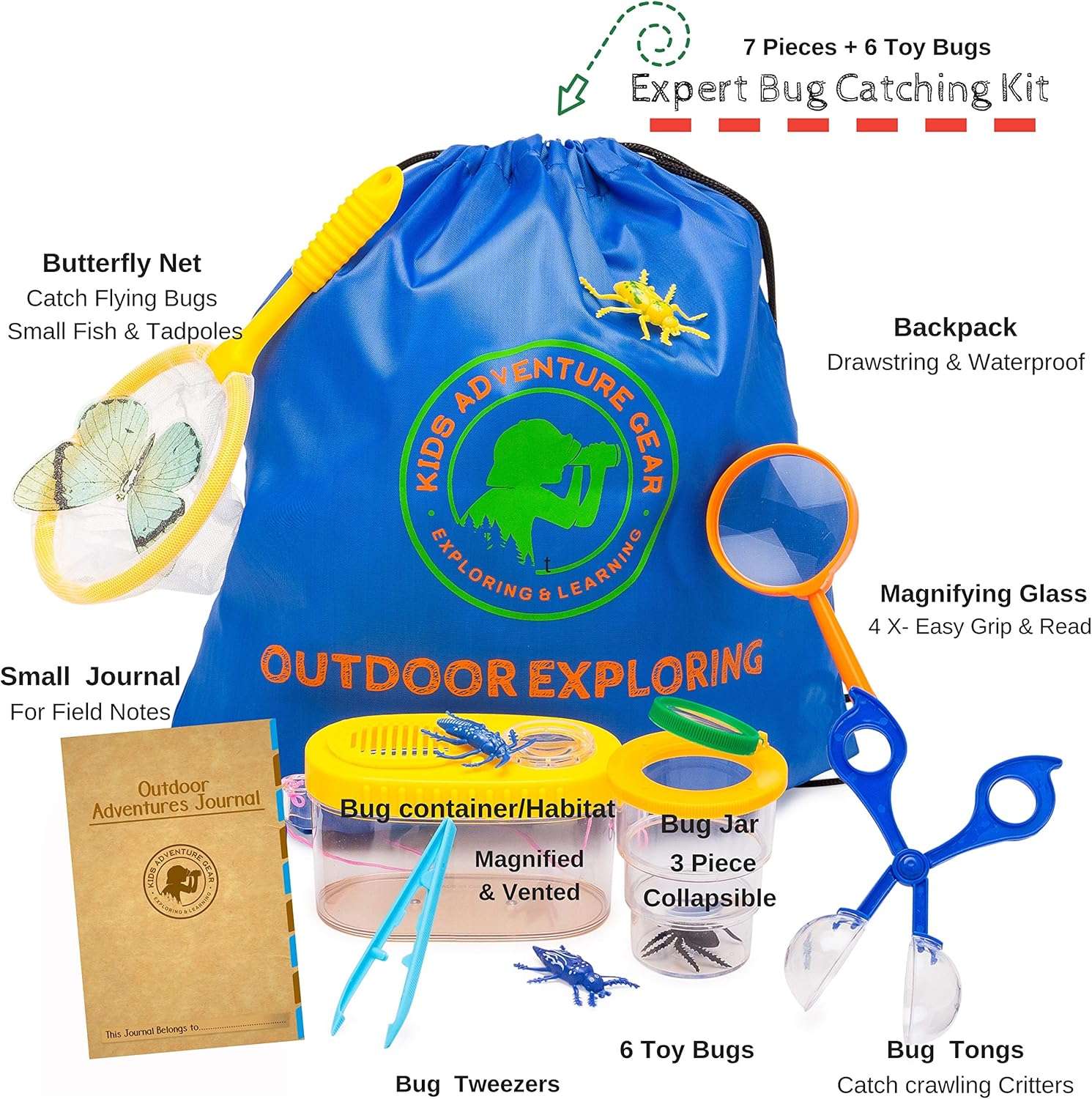 Kids Outdoor Adventure Nature Explorer & Bug Catching Kit w/Binoculars, Magnifying Glass, Compass, Camping & Hiking Gear-Insect Catcher & Collection Set-Butterfly Net-Science Gift Boys & Girls 3-12: Camera & Photo