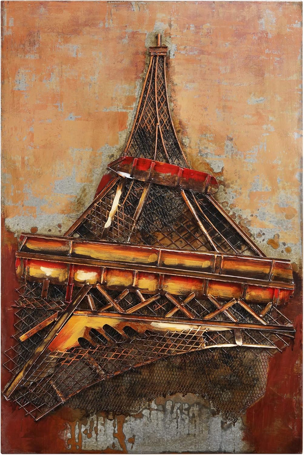 Mixed Media - Empire Art Direct Eiffel Tower Mixed Media Iron Hand Painted Dimensional Wall Art Ready to Hang 48