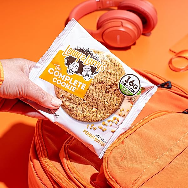 LENNY & LARRY’S COMPLETE PROTEIN COOKIE, [PEANUT BUTTER], CHEWY SOFT BAKED, 16G PLANT PROTEIN, VEGAN, NON-GMO, HIGH FIBER, [4 OUNCE] COOKIE (PACK OF 12)
