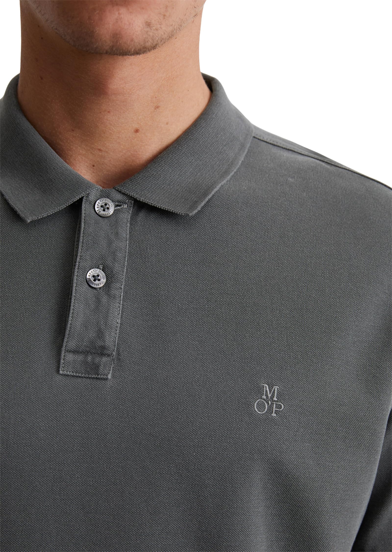 Marc OߴPolo Herren Kurzarm-Poloshirt aus Bio-Baumwolle Regular Fit, Grau (Grau), L 2