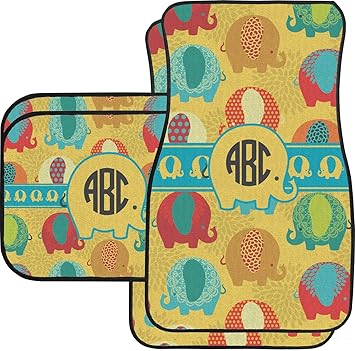 Cute Elephants Car Floor Mats Set 2 Front 2 Back Personalized
