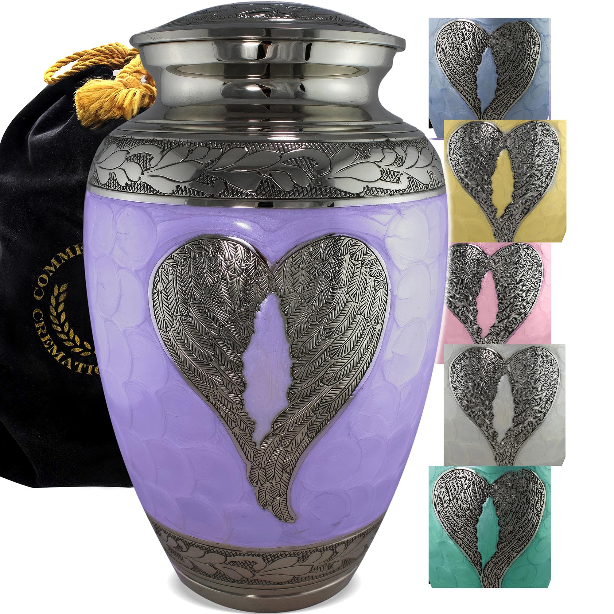 Commemorative Cremation Urns for Human Ashes Adult Female Cremation Urn for Ashes for Women - Personalized Decorative Urns - Beautifully Handcrafted Urn for Women (Large Purple Angel) Image