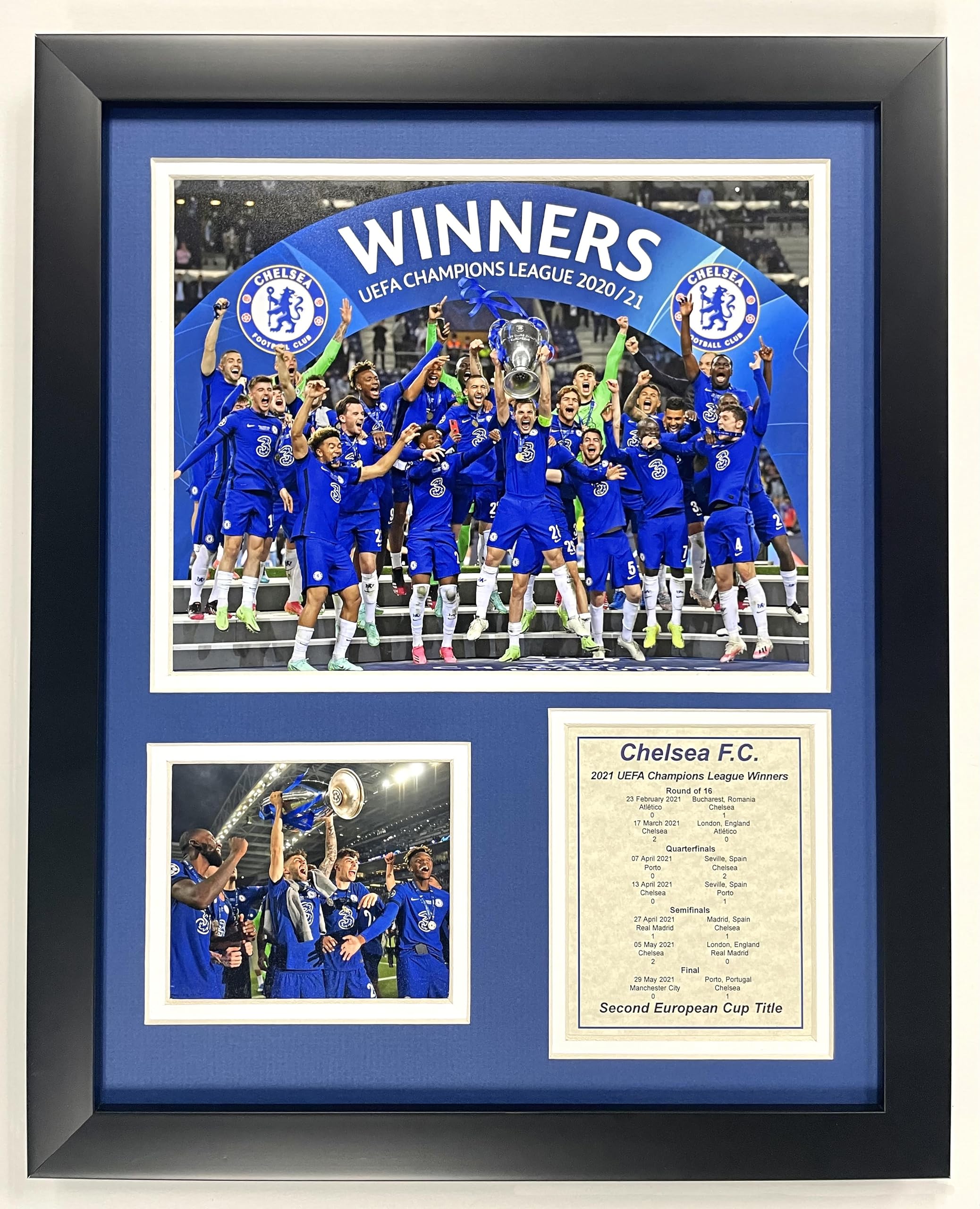 Legends Never Die, Inc. Chelsea FC | 2020-2021 UEFA Champions League Winner | 12"x15" Framed Photo Collage