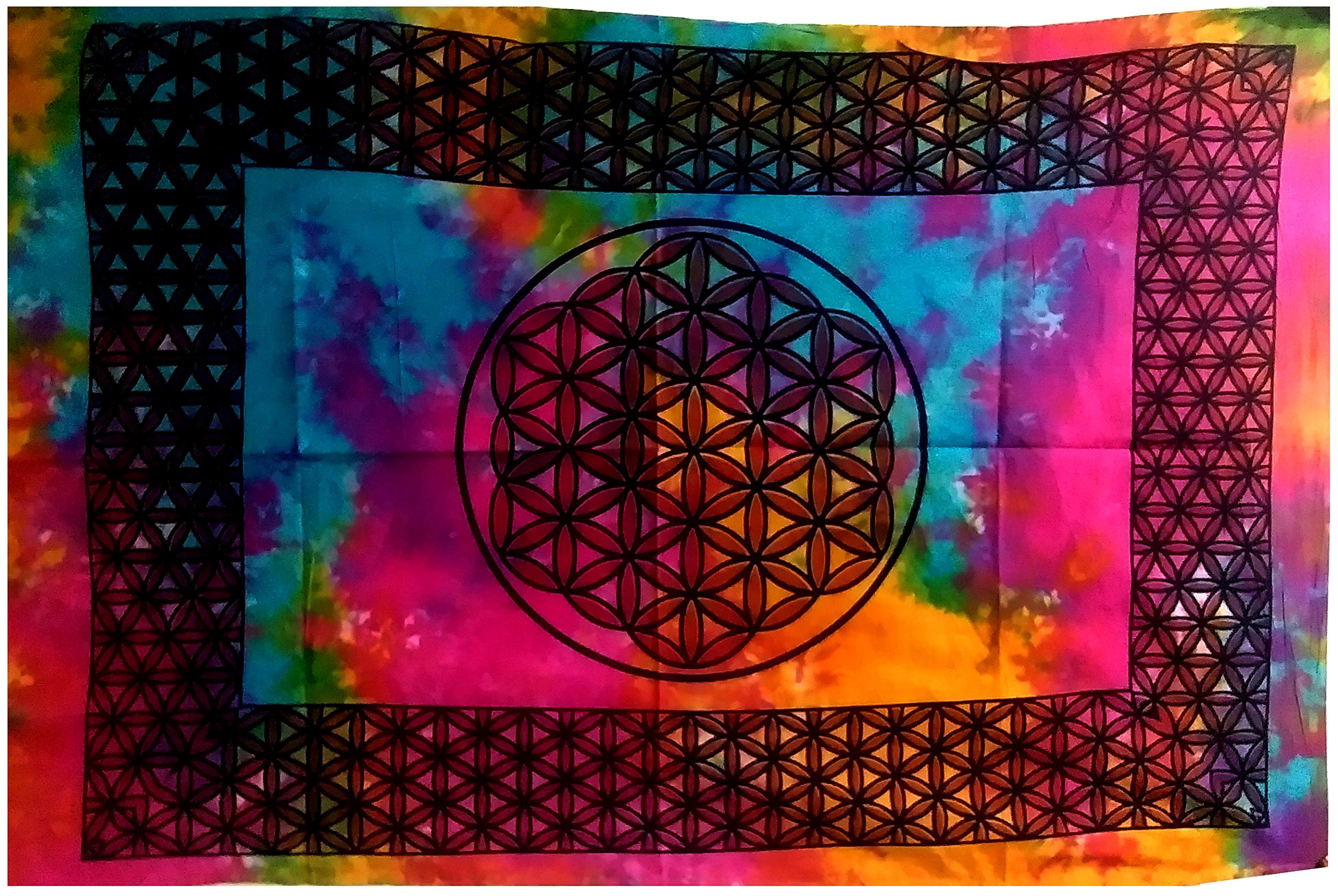 Purpledip Cotton Wall Poster Beach Throw 'Mystic Mandala': Bohemian Hanging Tapestry (20037)