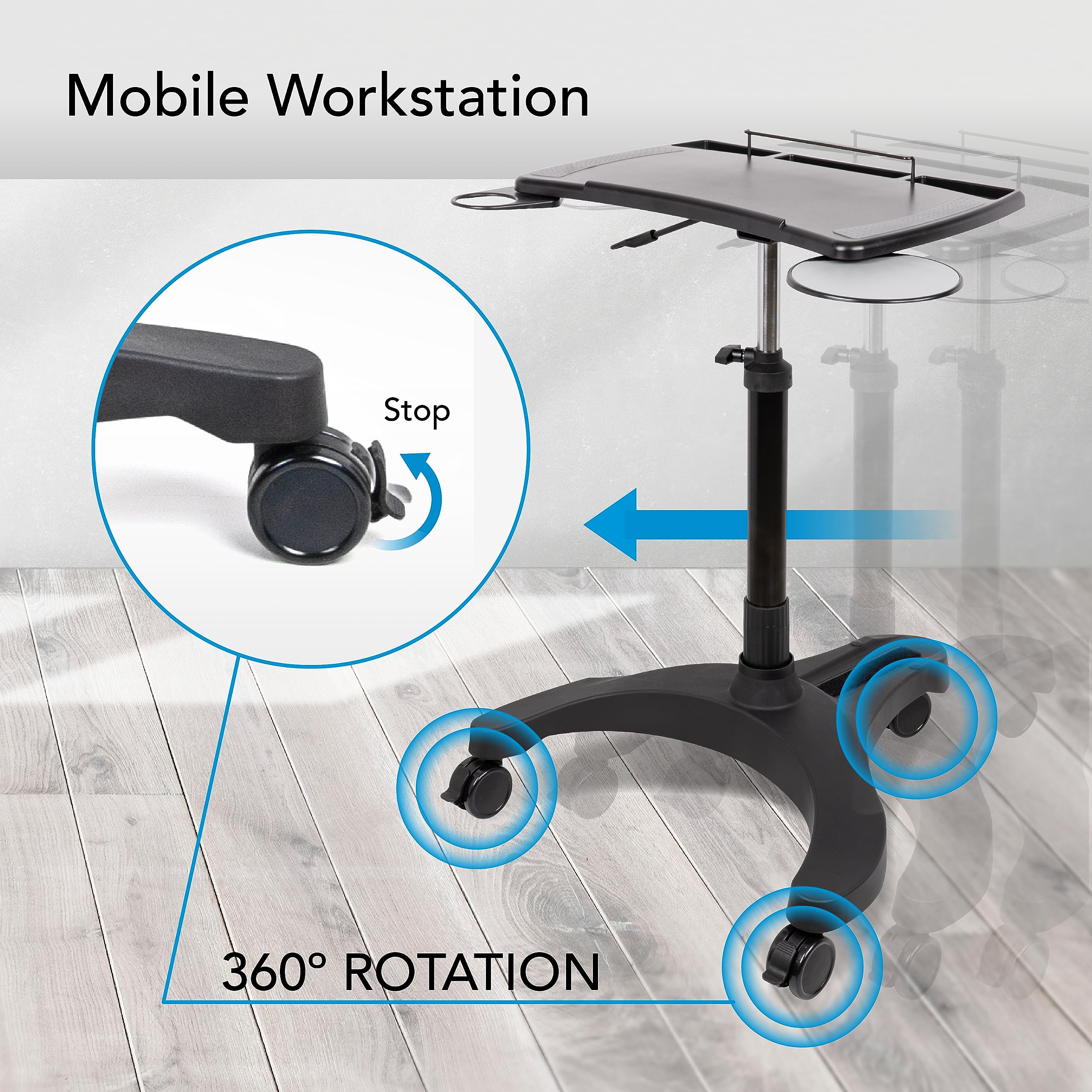 EHO Mobile Laptop Standing Desk Carts on Wheels
