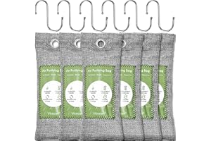 6 Pack Bamboo Charcoal Air Purifying Bag, Activated Charcoal Bags Odor Absorber, Moisture Absorber, Natural Car Air Freshener