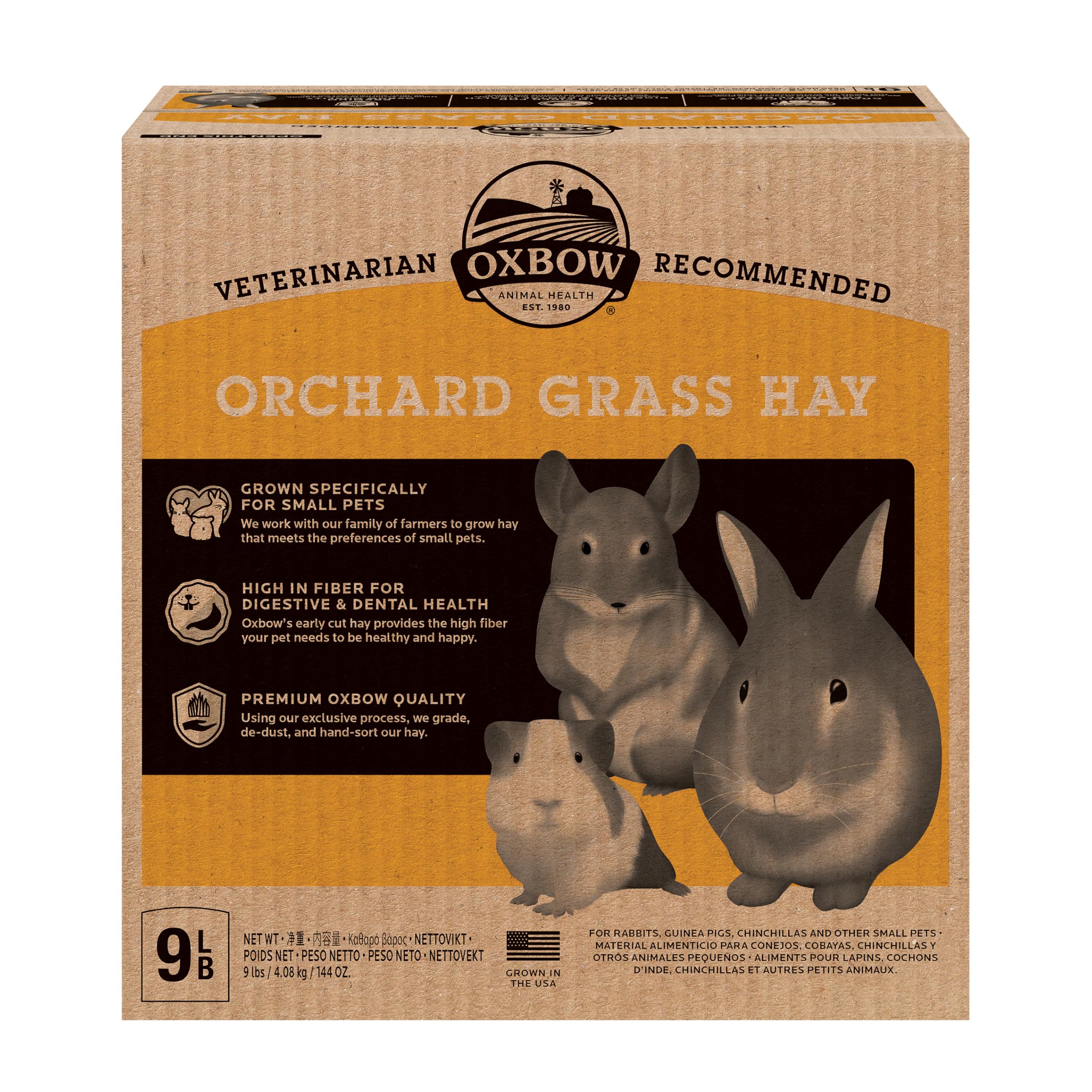 Photo 1 of Oxbow Animal Health Orchard Grass, Guinea Pig Hay, Rabbit Hay, Small Pet Bunny Supplies, All Natural Grass for Guinea Pig, Bunny, Chinchilla & Hamster, Oxbow Rabbit Supplies for Bunnies, 9 lb. box