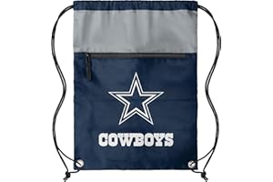 FOCO NFL Officially Licensed Unisex Team Color Football Primary Logo Wordmark Drawstring Backpack With Zippered Pocket - Dallas Cowboys