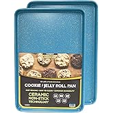 casaWare 2pc Ultimate Commercial Weight 15 x 10 x 1-Inch Cookie Sheet Set (Blue Granite)