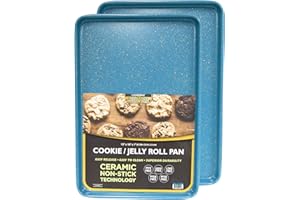 casaWare 2pc Ultimate Commercial Weight 15 x 10 x 1-Inch Cookie Sheet Set (Blue Granite)