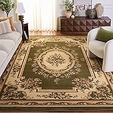 SAFAVIEH Lyndhurst Collection Area Rug - 8' x 11', Sage & Ivory, Traditional European Medallion Design, Non-Shedding & Easy C