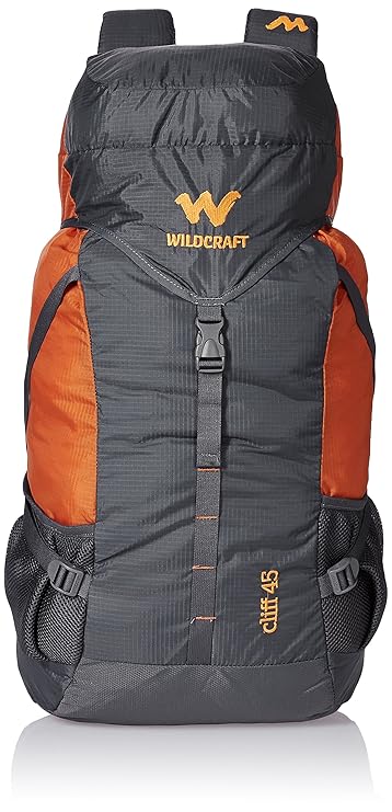 Wildcraft 45 Ltrs Grey and Orange Rucksack (8903338073864)