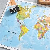 Maps International World Map Detailed Silk Art Paper 84.1x59.4cm 2026 Updated view 2