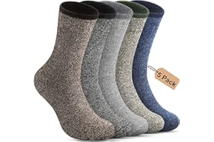Annsuki 5 Pack Mens Thermal Wool Socks for Winter Warm Merino Socks Thick Hiking Socks for Camping Cozy Socks for Man
