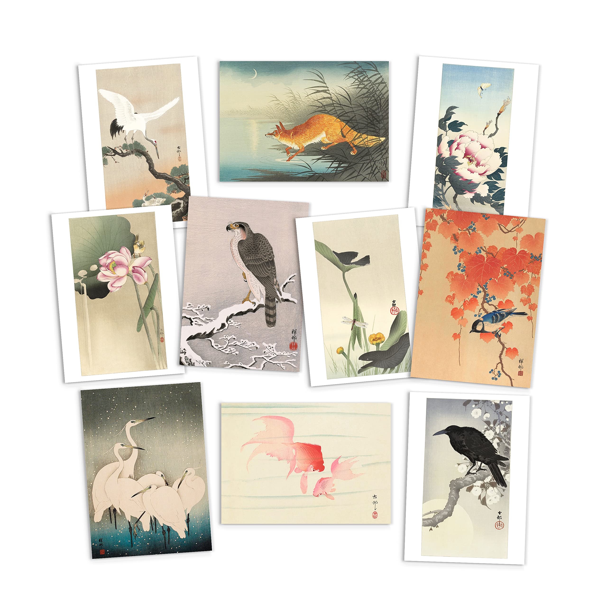 Strand Clothing Japanese Ukiyo-e Art Postcards Set of 10 - Postcard Pack Woodblock Print Cards Ohara Shoson