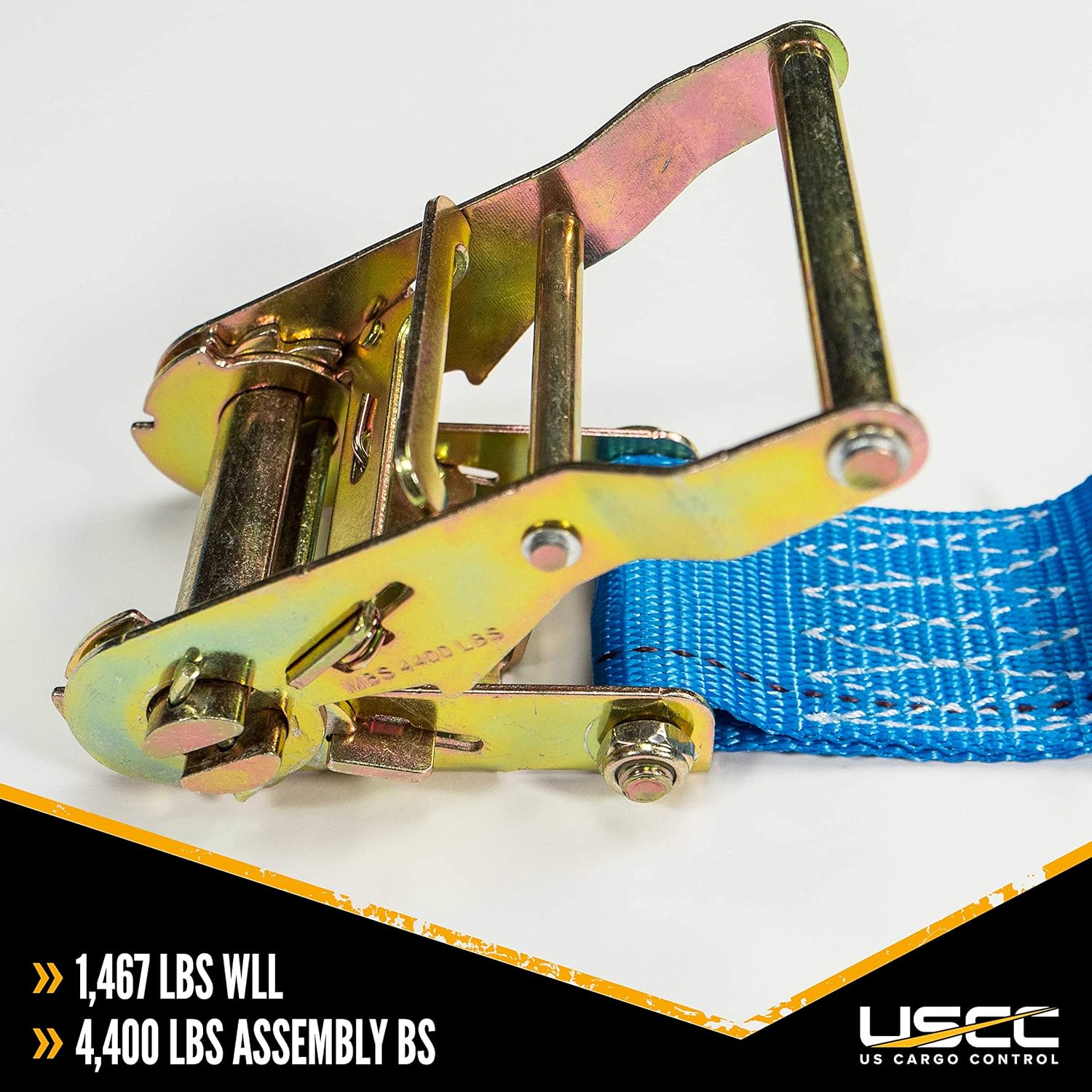 US Cargo Control 2 Inch x 20 Foot Blue E Track Ratchet Strap with Spring E-Fittings 10 Pack - Ratchet Tie Downs - 