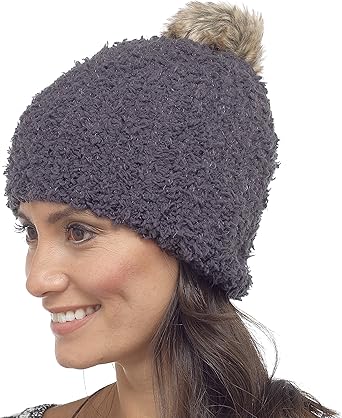 ladies fluffy bobble hat