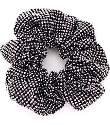 Amazon.com : Black and Silver Sparkly Hair Scrunchies  display picture 3