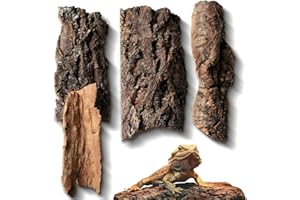 4pcs Reptile Bark Decor Wood, Natural Cork Bark, Cork Hides Water Tube Decor,Reptile Wood Terrarium for Bearded Dragon Lizard