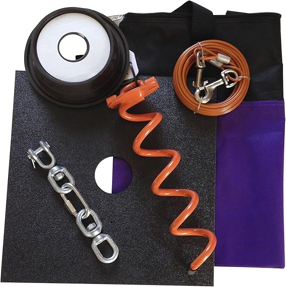 Double Dog Run Tangle Free Tie Out System, Medium, Assorted Amazon.co