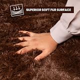 Aspire Homeware Round Rug 120x120cm Brown Anti Slip Shaggy Thick Pile view 4