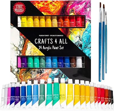 Crafts 4 ALL 24 Acrylic Paint Set - Non-Toxic, Vibrant Pigments