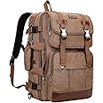 WITZMAN Canvas Travel Backpack for Men Large Laptop Backpack Fit 17 inch Carry-on Airline Approved Convertible Shoulder Rucksack(A6617-3 Brown)