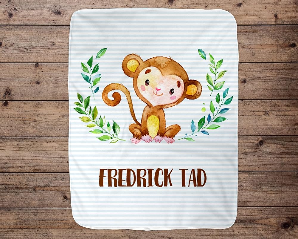 Custom Baby Blanket, Baby Blanket, Name Baby Blanket, Monkey Baby Gift, Minky Baby